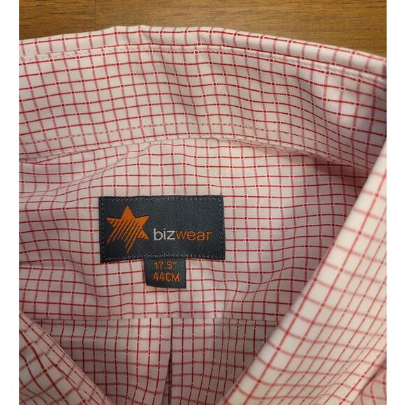 NWT Winn-Dixie Men’s L 17.5 Red Check Button-Down Shirt Embroidered Logo Career - Picture 7 of 9